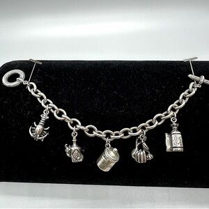 LAGOS Sterling Charm Bracelet Louisiana Style- Gumbo Pot, Crawdad, Hot Sauce…🦞